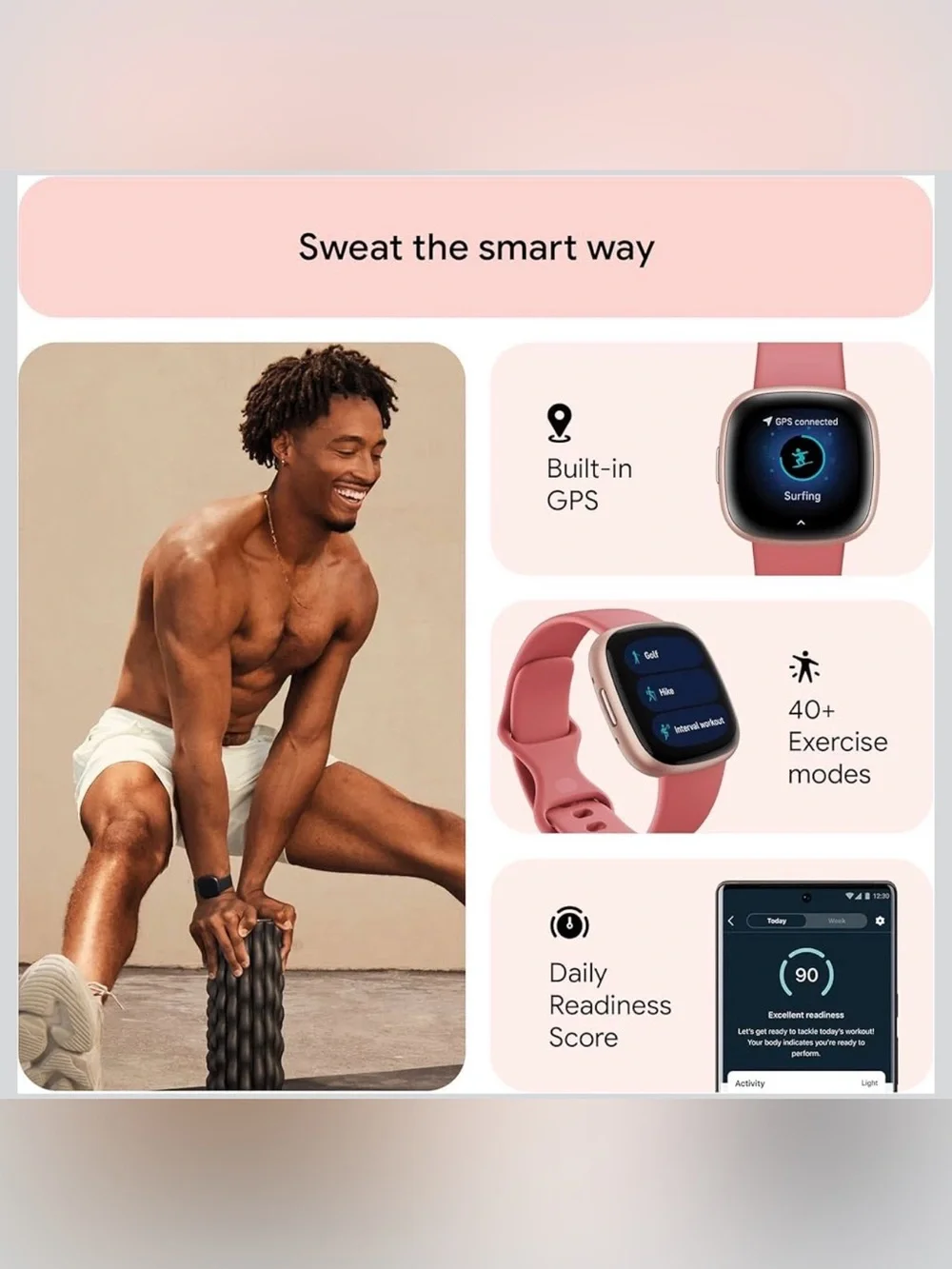 Fitbit Versa 4 Pink Fitness Smartwatch